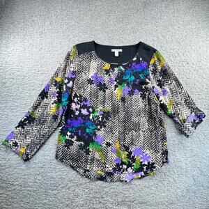 Dana Buchman Women's Floral Pattern‎ Blouse Size Large
